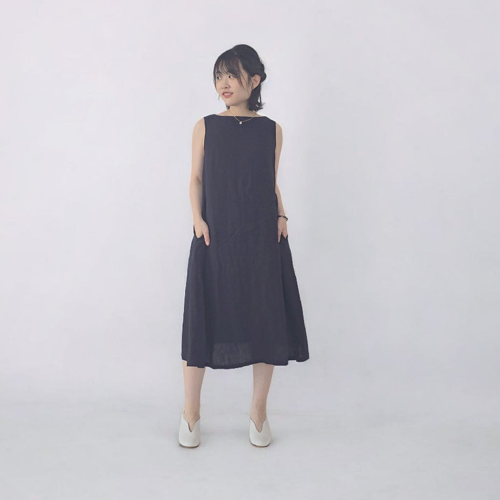 リネンノースリーブワンピース