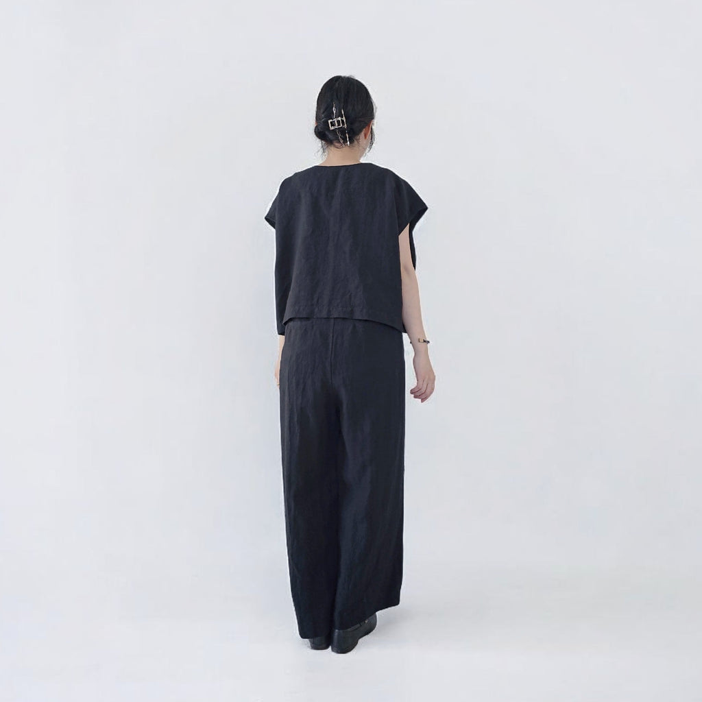 リネンサロペット ショートベスト