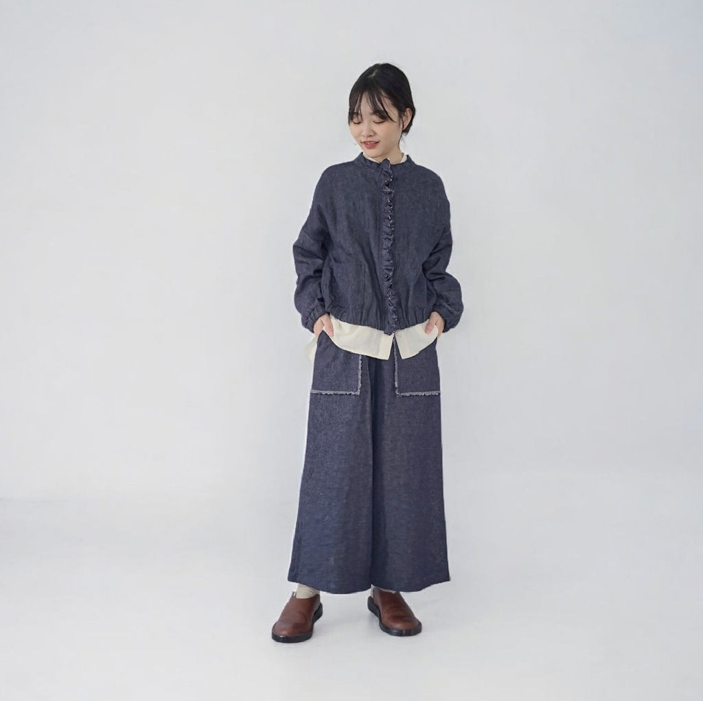リネンデニムフリルジャケット