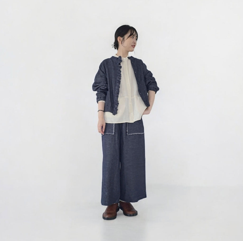 リネンデニムフリルジャケット