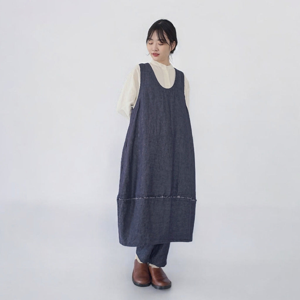 リネンデニム　ジャンパースカート