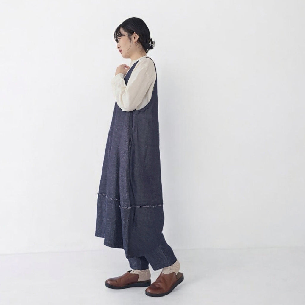 リネンデニム　ジャンパースカート