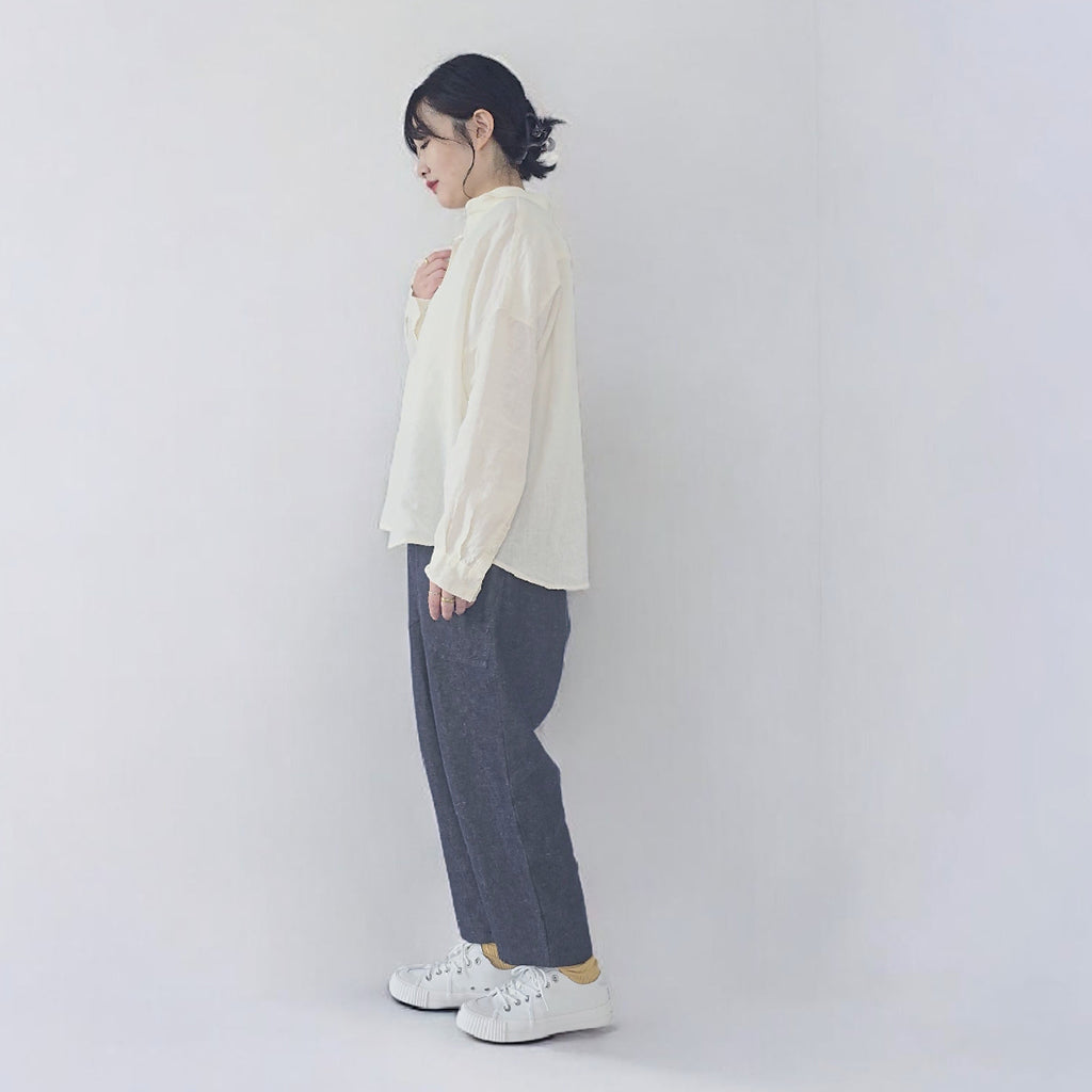 希少✨️エルメス スキッパーブラウス コットン 白 38 フランス製 フレンチリネンスキッパーブラウス