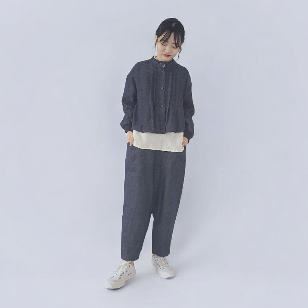リネンデニム　アングルポケットパンツ
