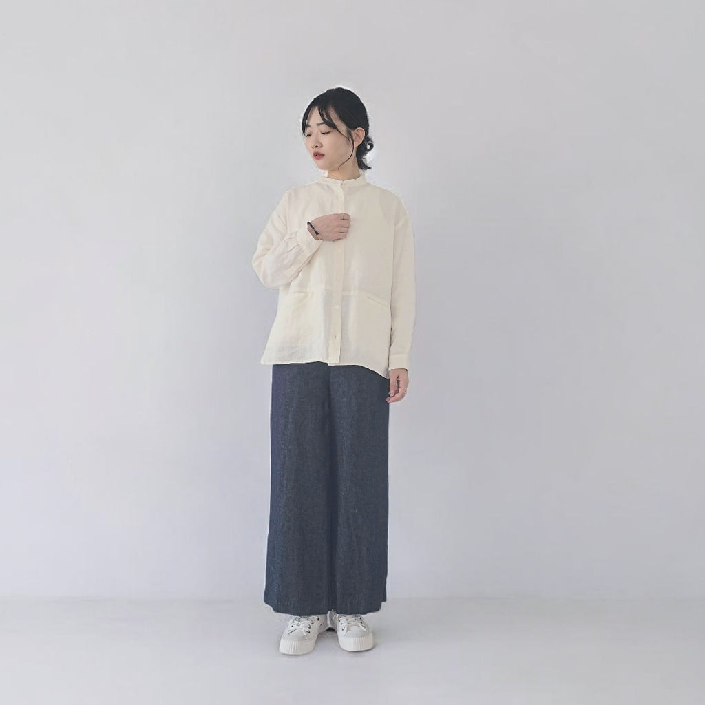 リネンデニムストレートパンツ