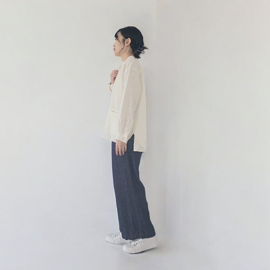 リネンデニムストレートパンツ