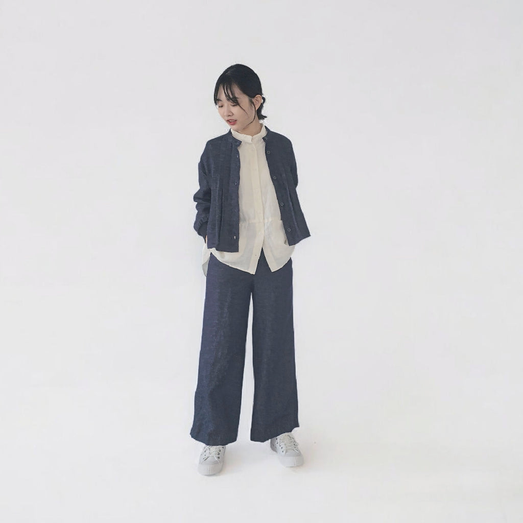 リネンデニムストレートパンツ