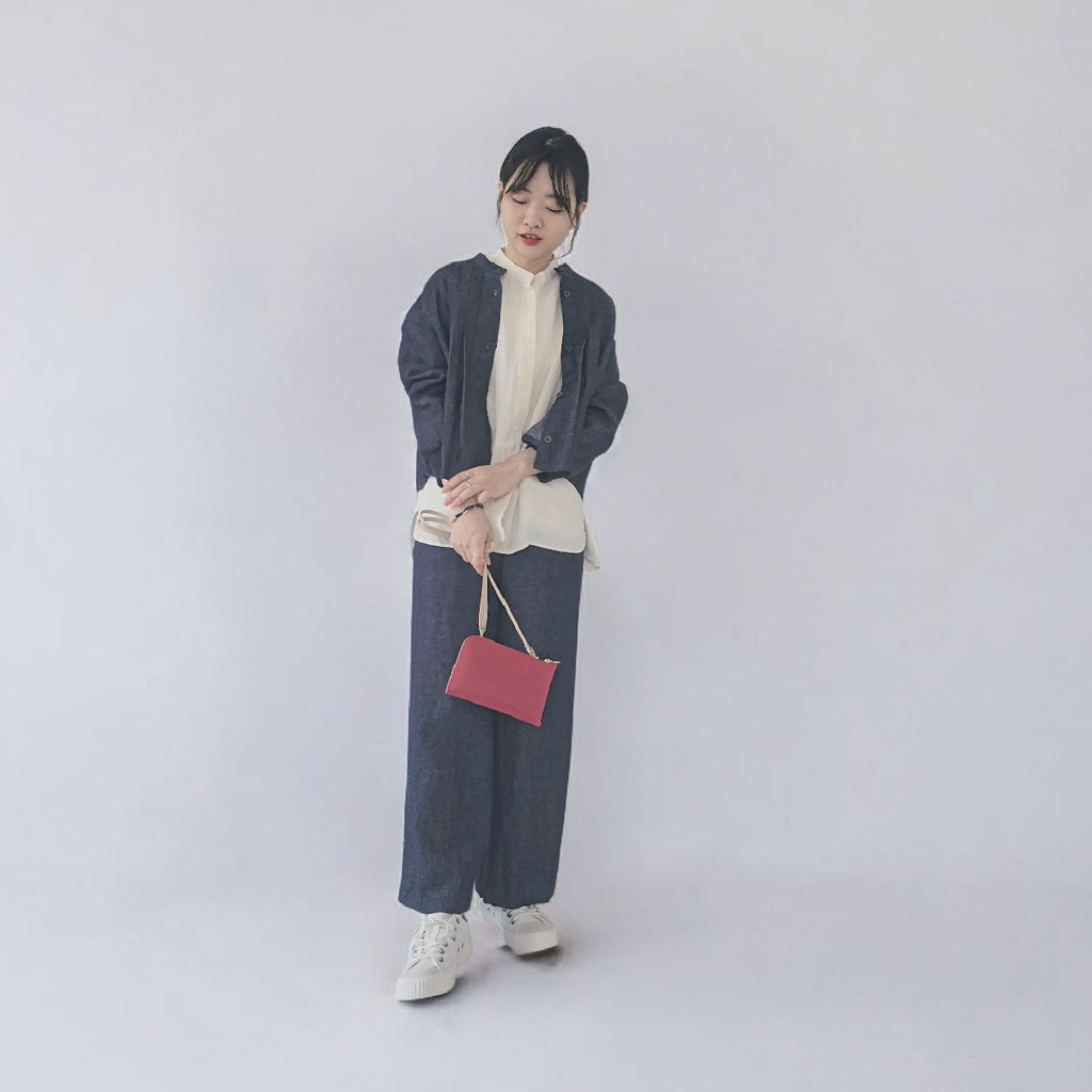 リネンデニムストレートパンツ