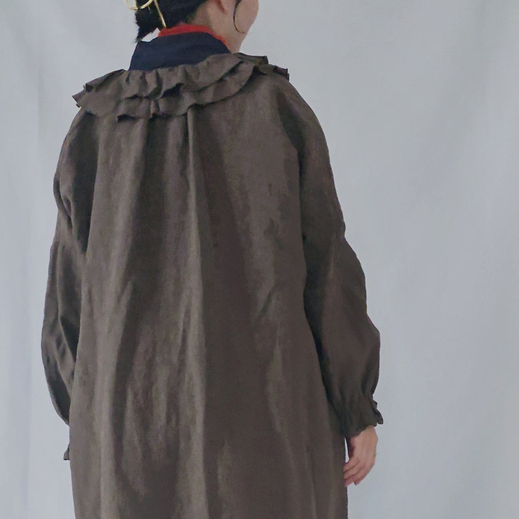 リネン　ダブルフリルワンピース