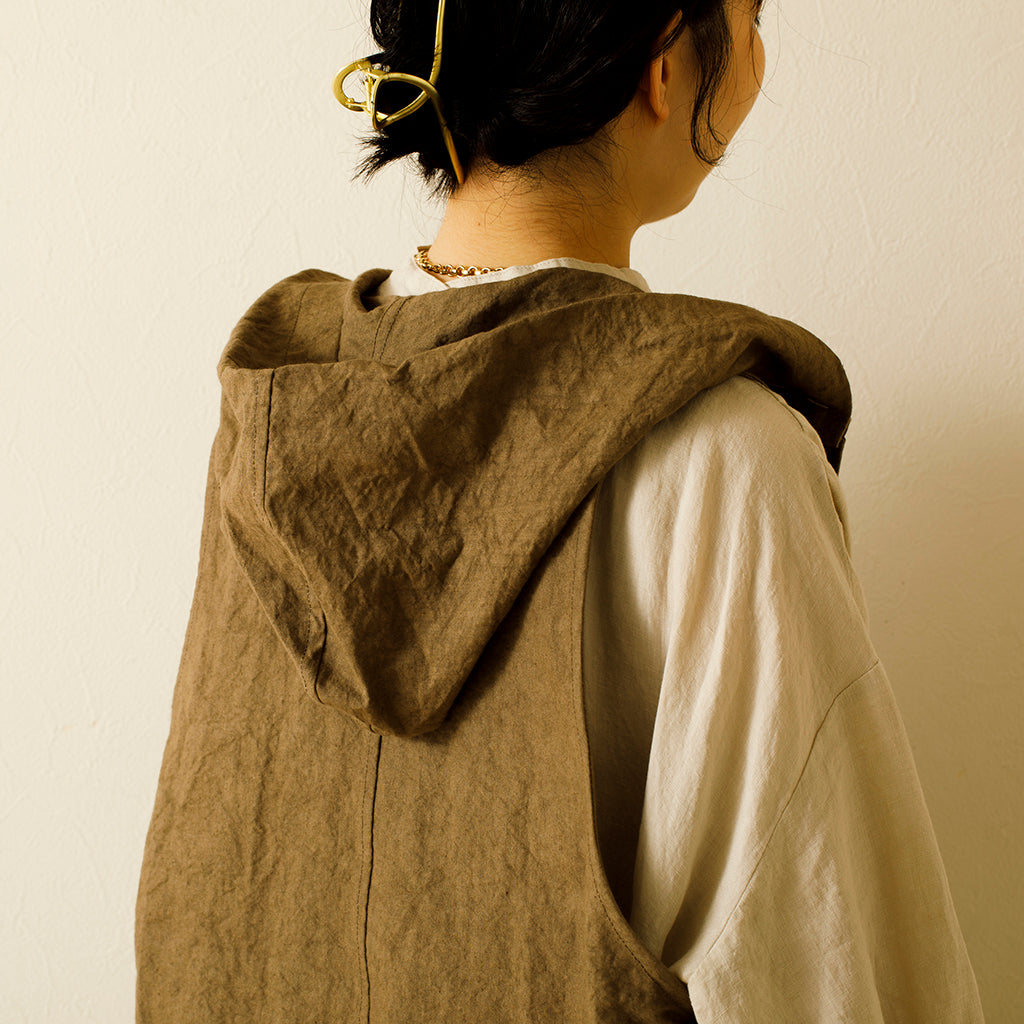 リネン和紙フードベスト ｜Sympa/サンパ