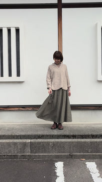 Vネックシャツ　パネルスカート（リネンキャンバス起毛）